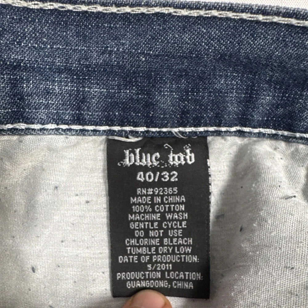 Blue Tab Men's Blue Medium Wash Denim Jeans Straight Regular Fit 5-Pocket